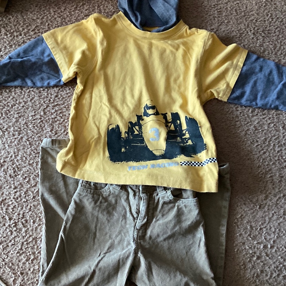 Size 5 corduroy pants and hoodie shirt